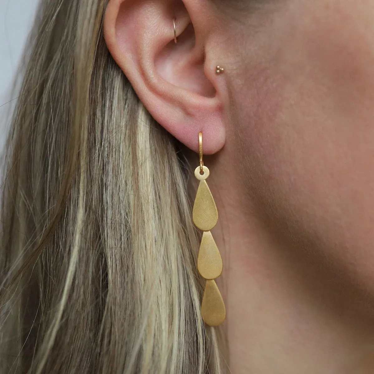 Gold Plated Tear Drop Cascade Earrings