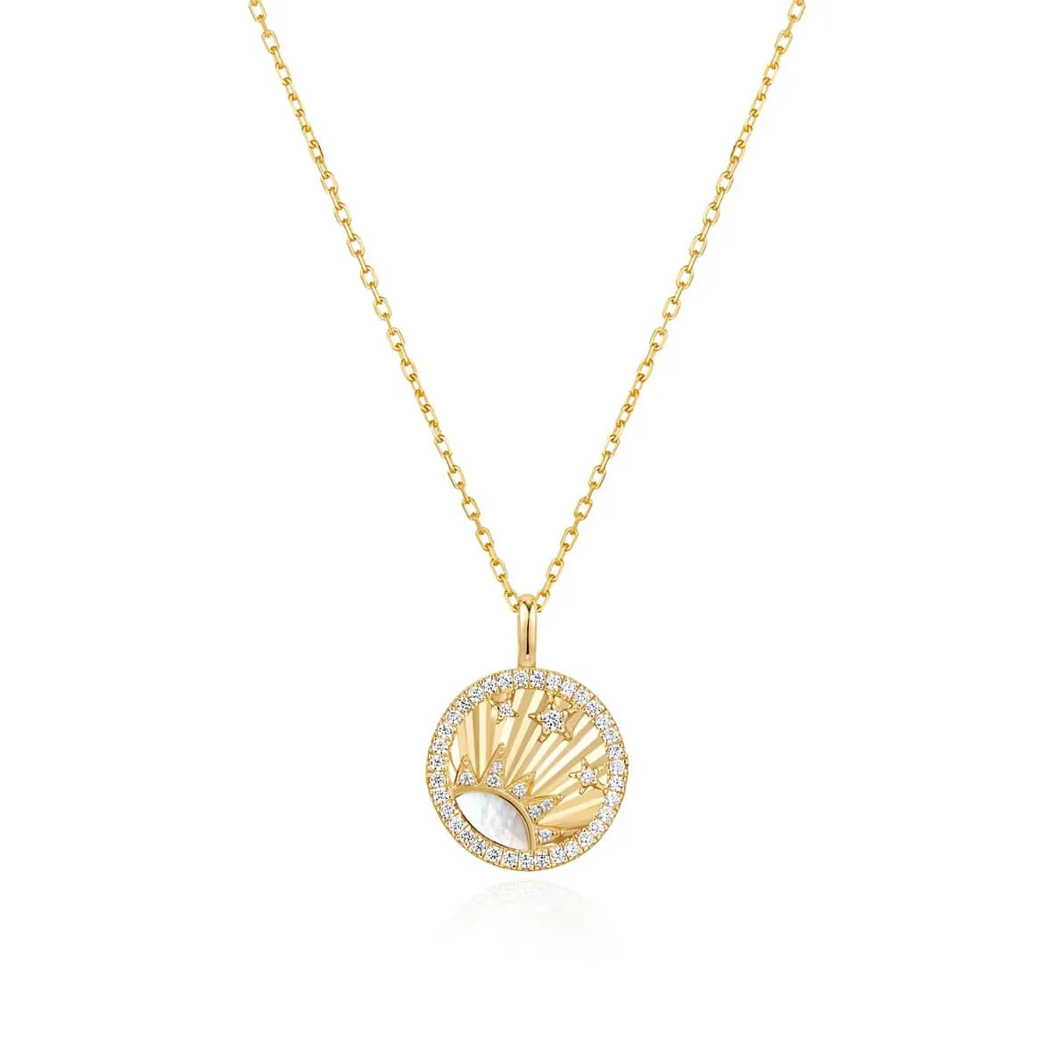 Gold Shiny Sun Star Necklace