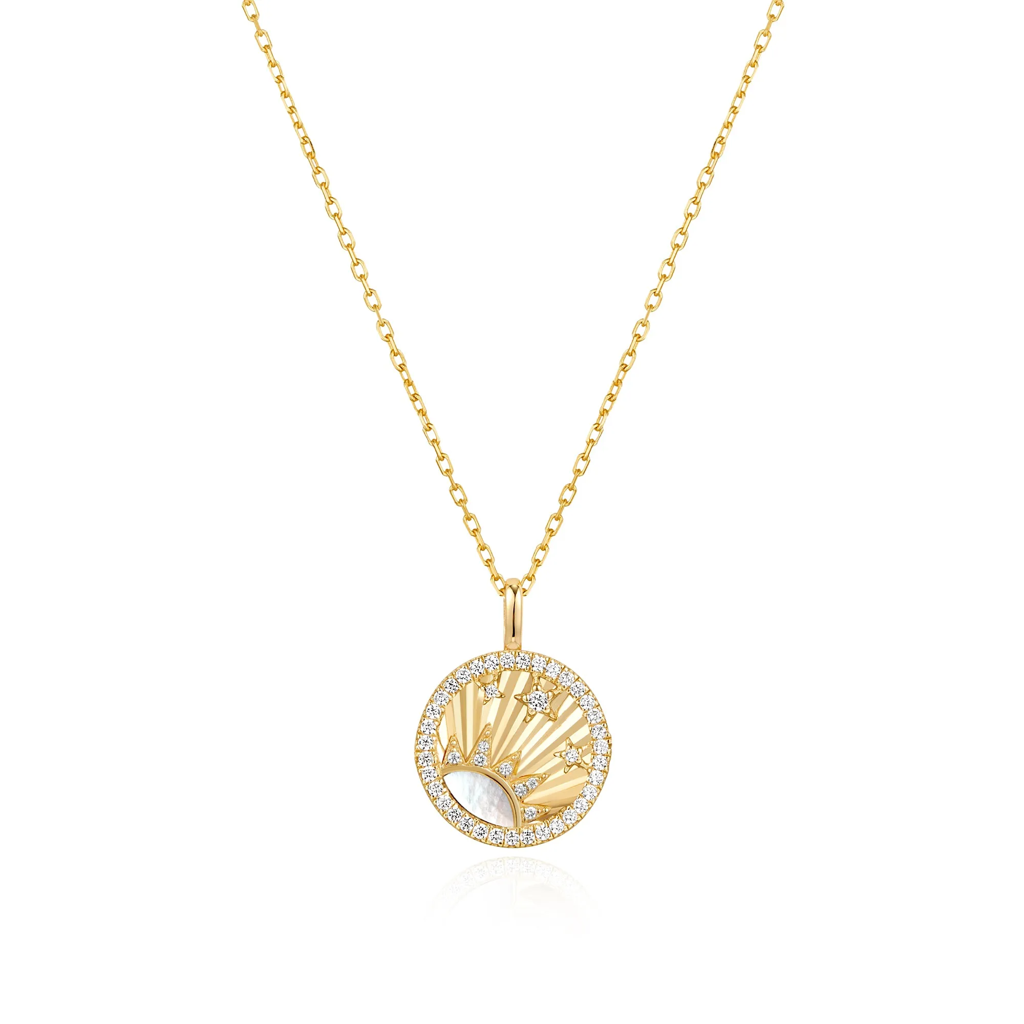 Gold Shiny Sun Star Necklace