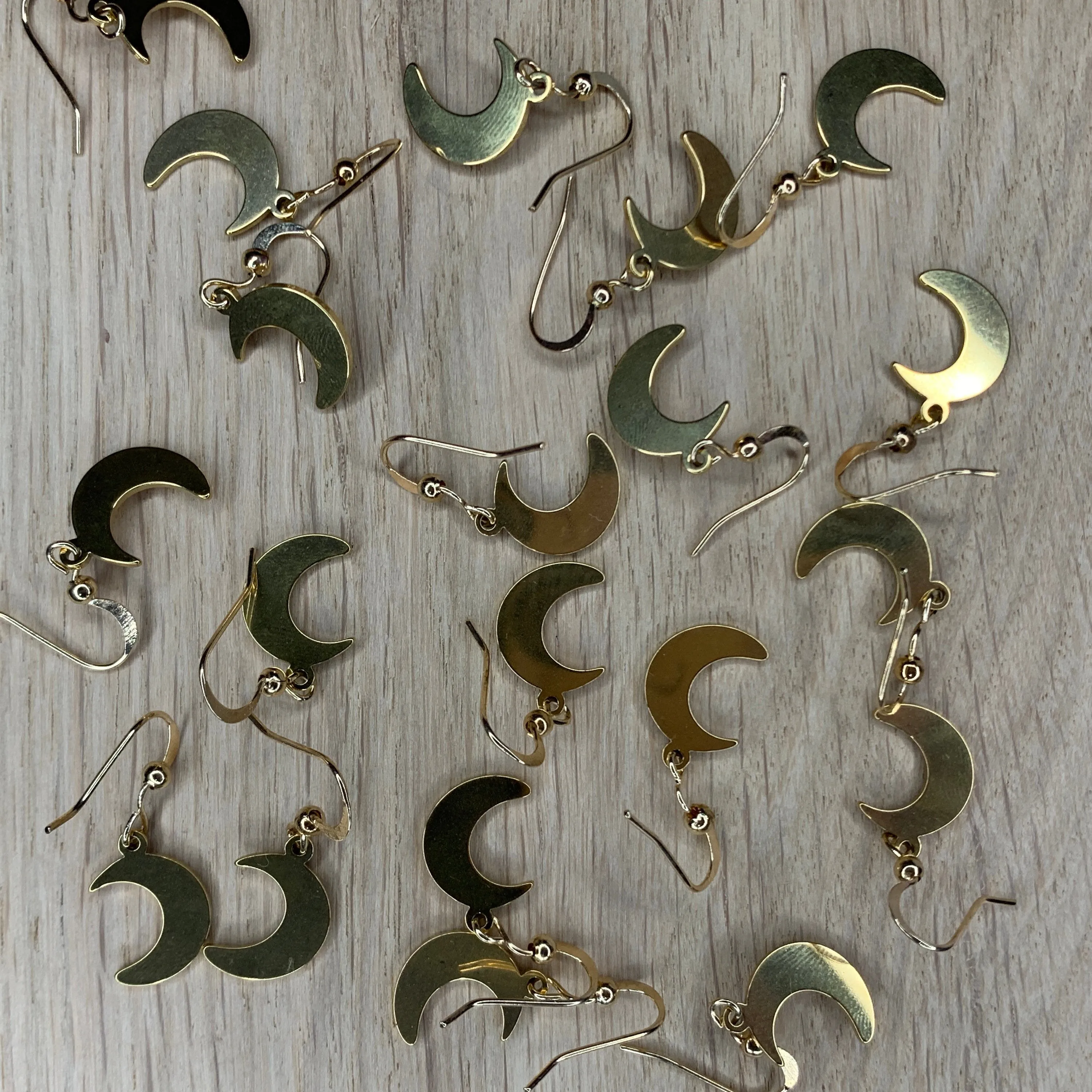 Gold Simple Crescent Moon Dangle Earrings