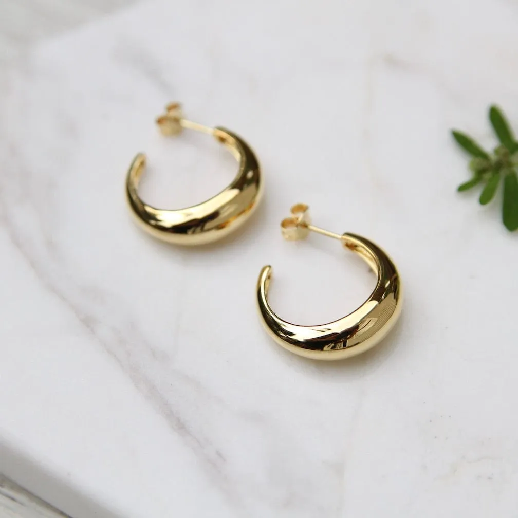 Gold Vermeil Tapered Dome Hoop on Post