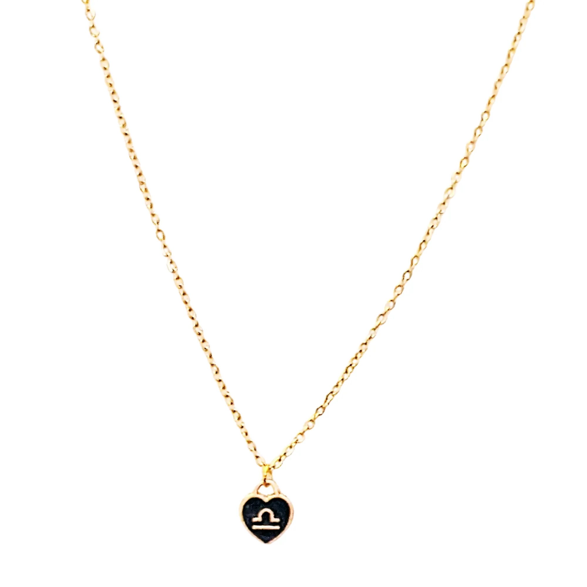 Gold Zodiac Sign Heart Necklace - 20 inches