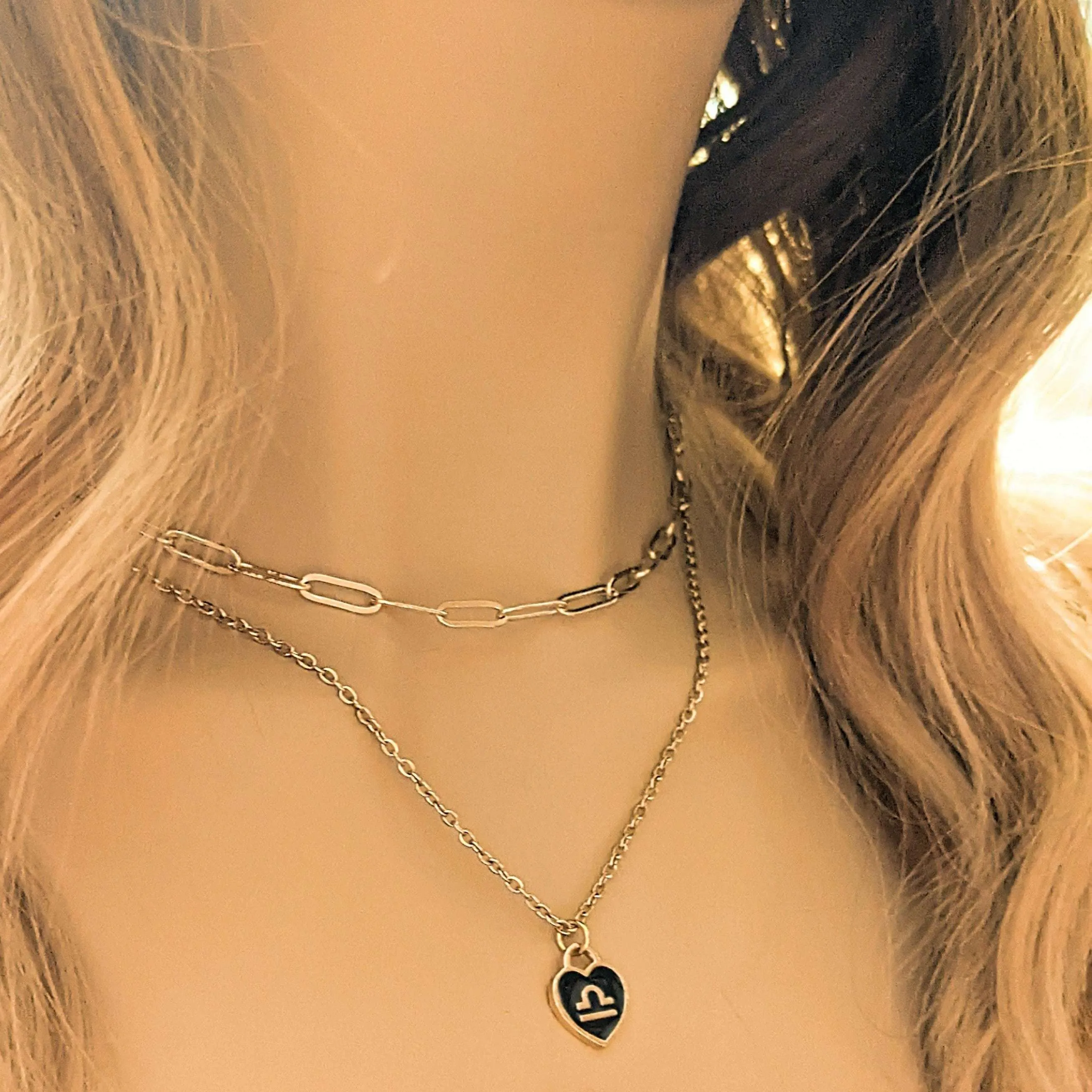 Gold Zodiac Sign Heart Necklace - 20 inches