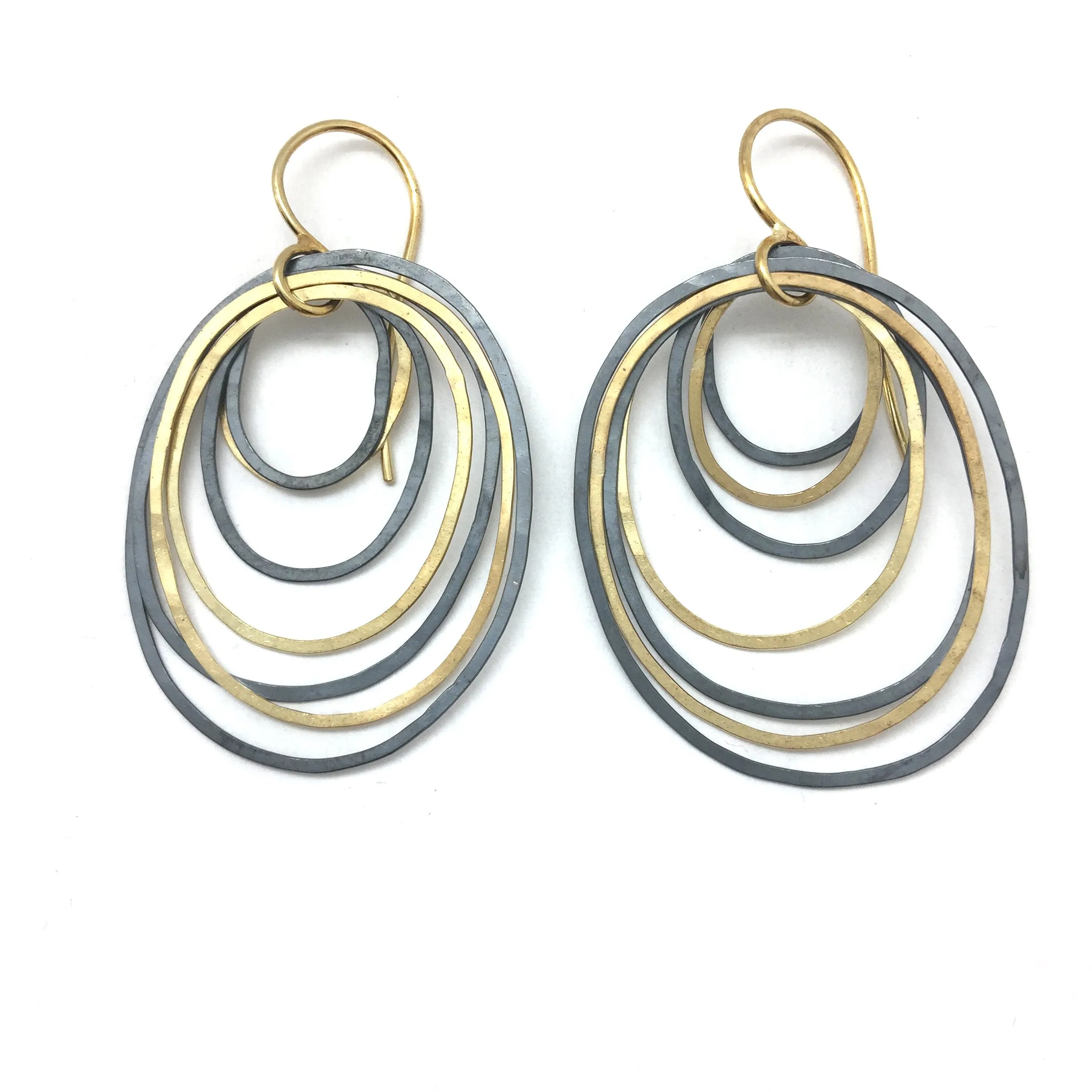 Gold/Oxi Ripple Earrings - Large