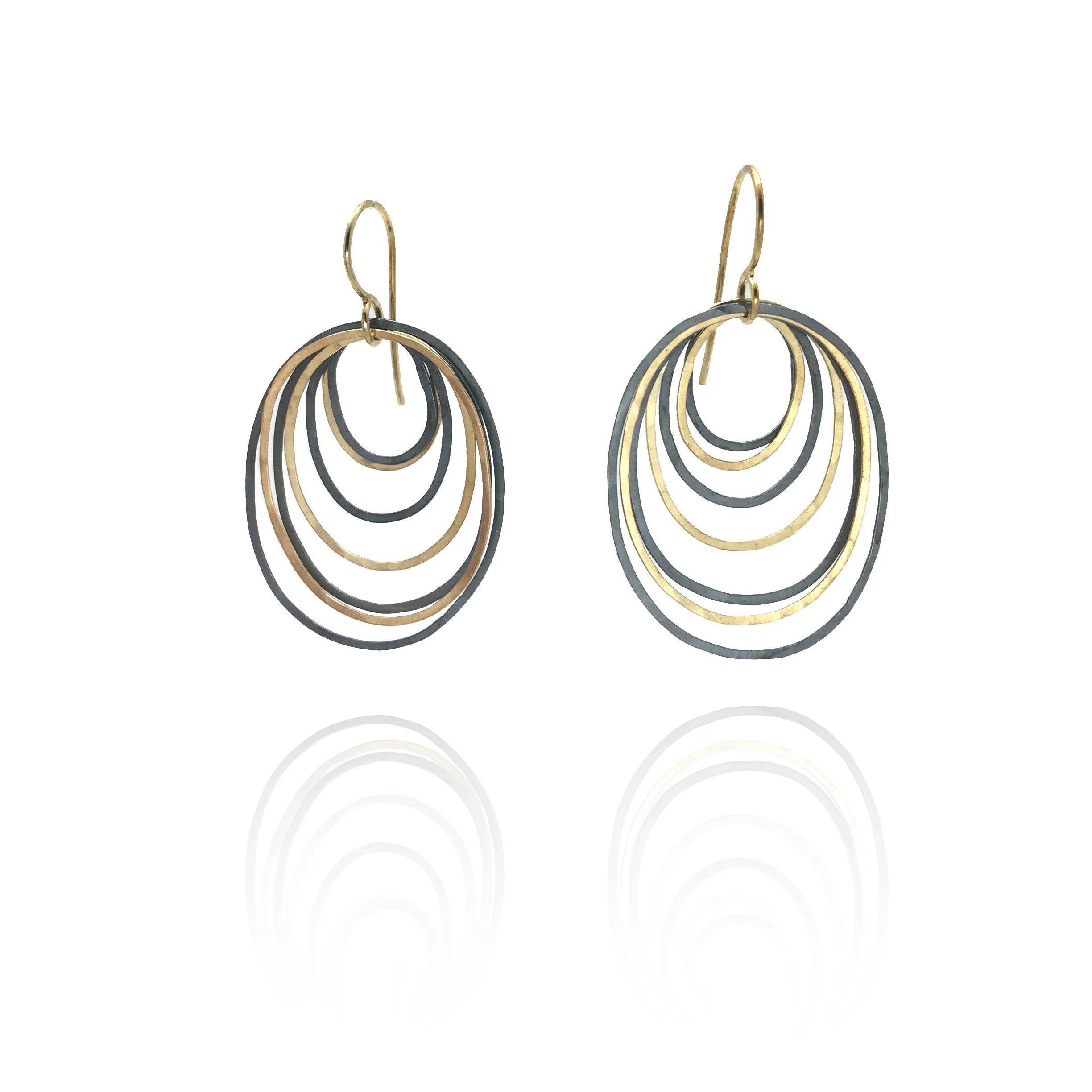 Gold/Oxi Ripple Earrings - Large