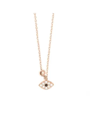 Gregio Simply Me Tiny Shiny Necklace w/ Cz Evil Eye- Rose Gold