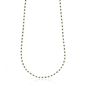 Gregio Simply Me/Tiny Shiny Single Chain Necklace w/ Black Enamel Beads- Gold