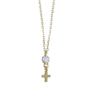 Gregio Tiny Shiny Necklace w/ Cross Pendant - Silver