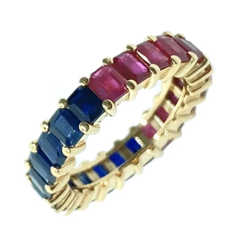 Half/Half Gemstone Eternity Band