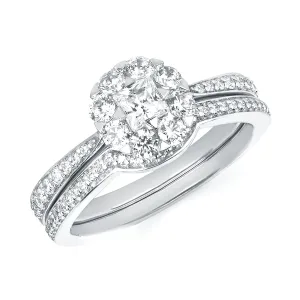 Halo: 3/4 Ctw. Diamond Semi Mount Shown with 1/4 Princess Center Diamond in 14K Gold