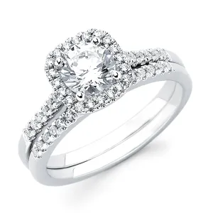 Halo Bridal: 1/10 Ctw. Diamond Halo Semi Mount available for 3/4 Ct. Round Center Diamond in 14K Gold