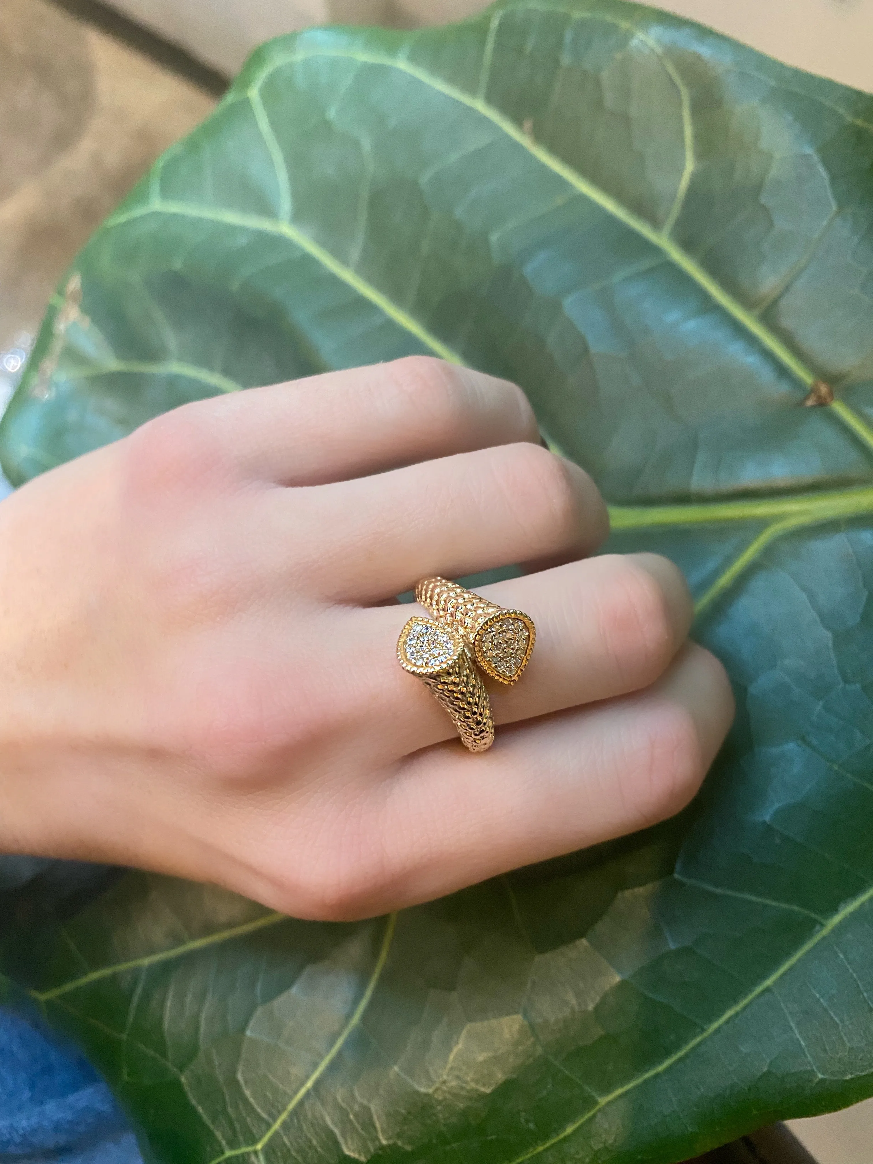 Hammered Gold Diamond Ring