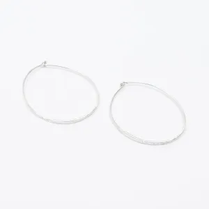 Hammered Silver Large Wire Hoops