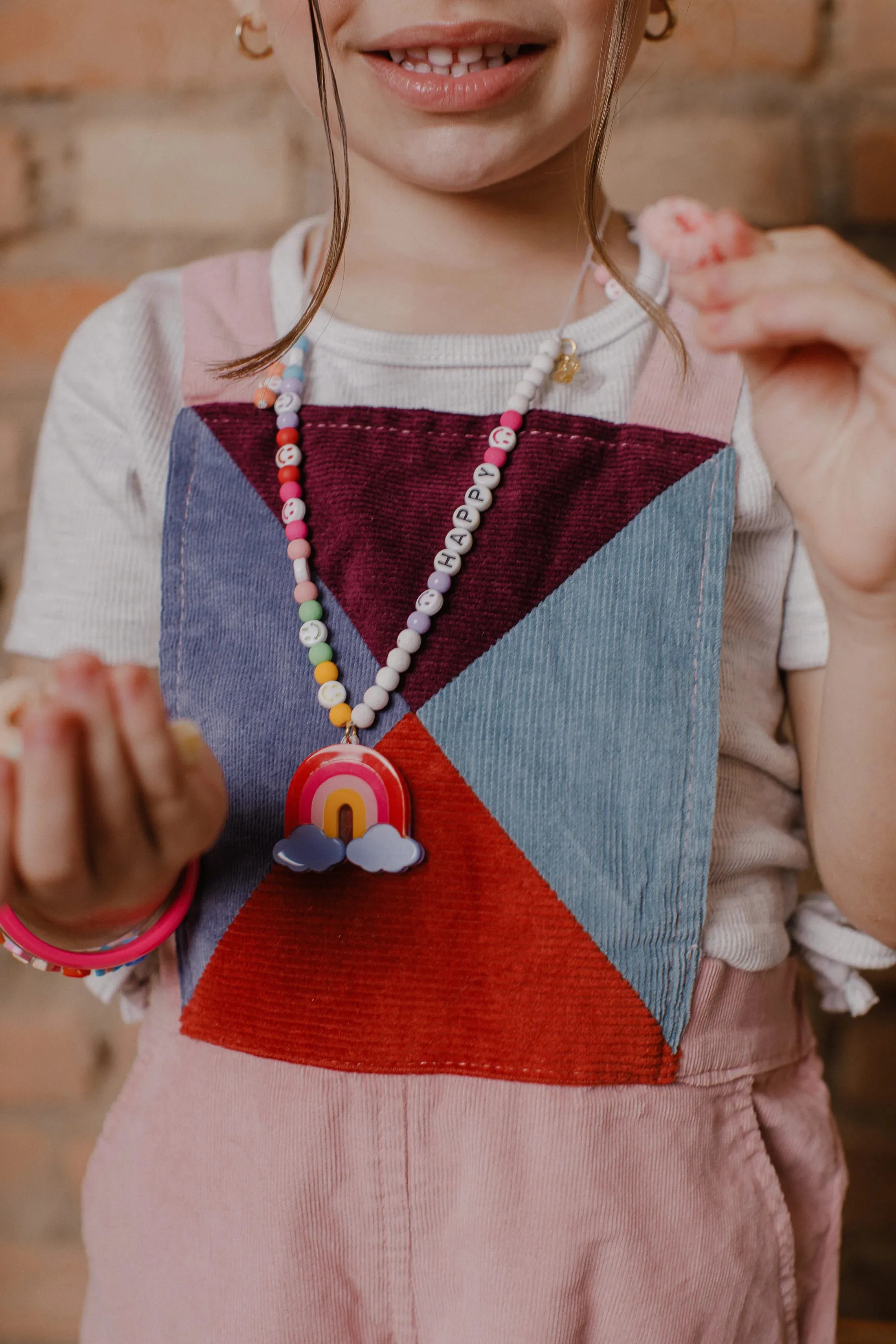 Handmade Acrylic Rainbow Beaded Necklace