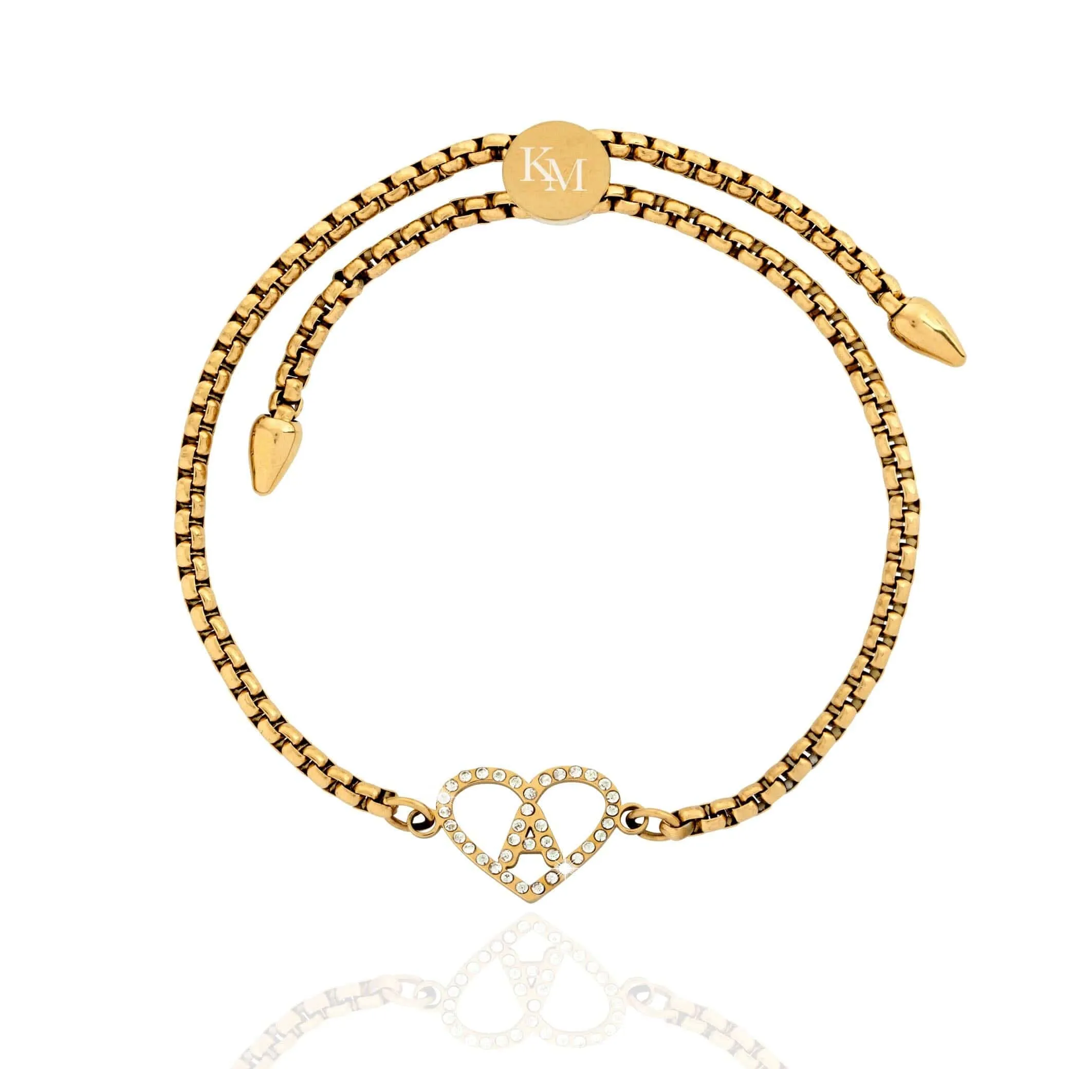 Heart initial diamond bracelet