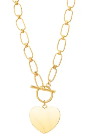 Heart Pendant Toggle Necklace in Gold