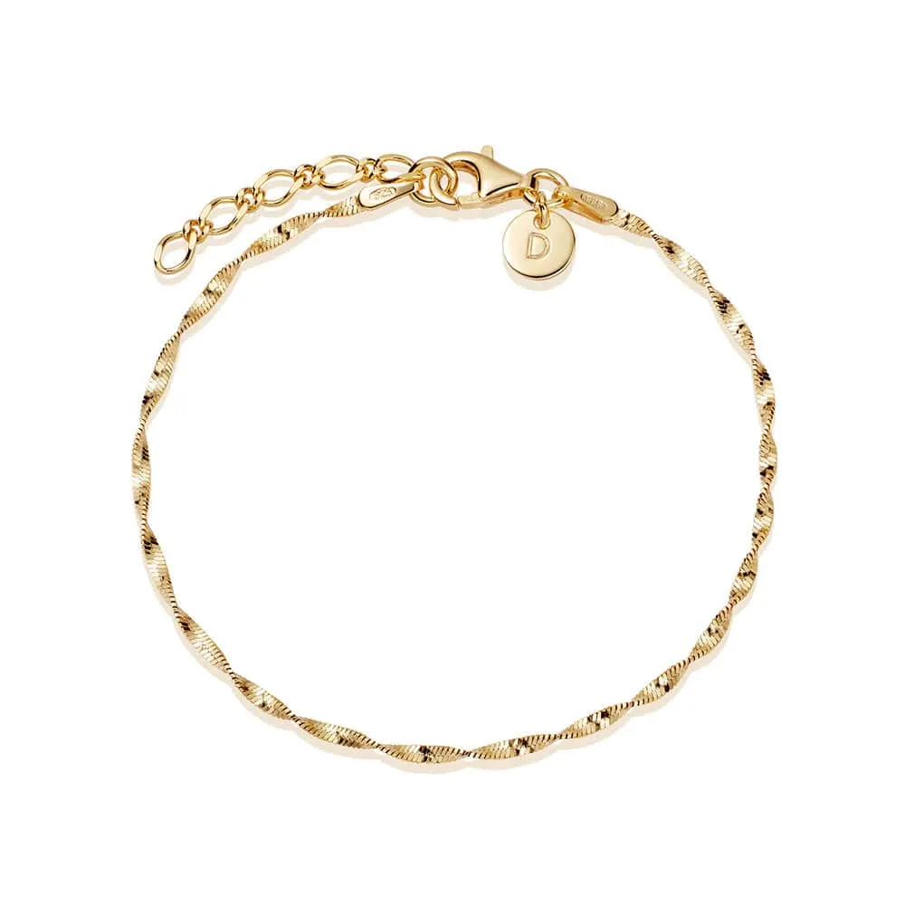 Helix Twisted Chain Bracelet 18ct Gold Plate