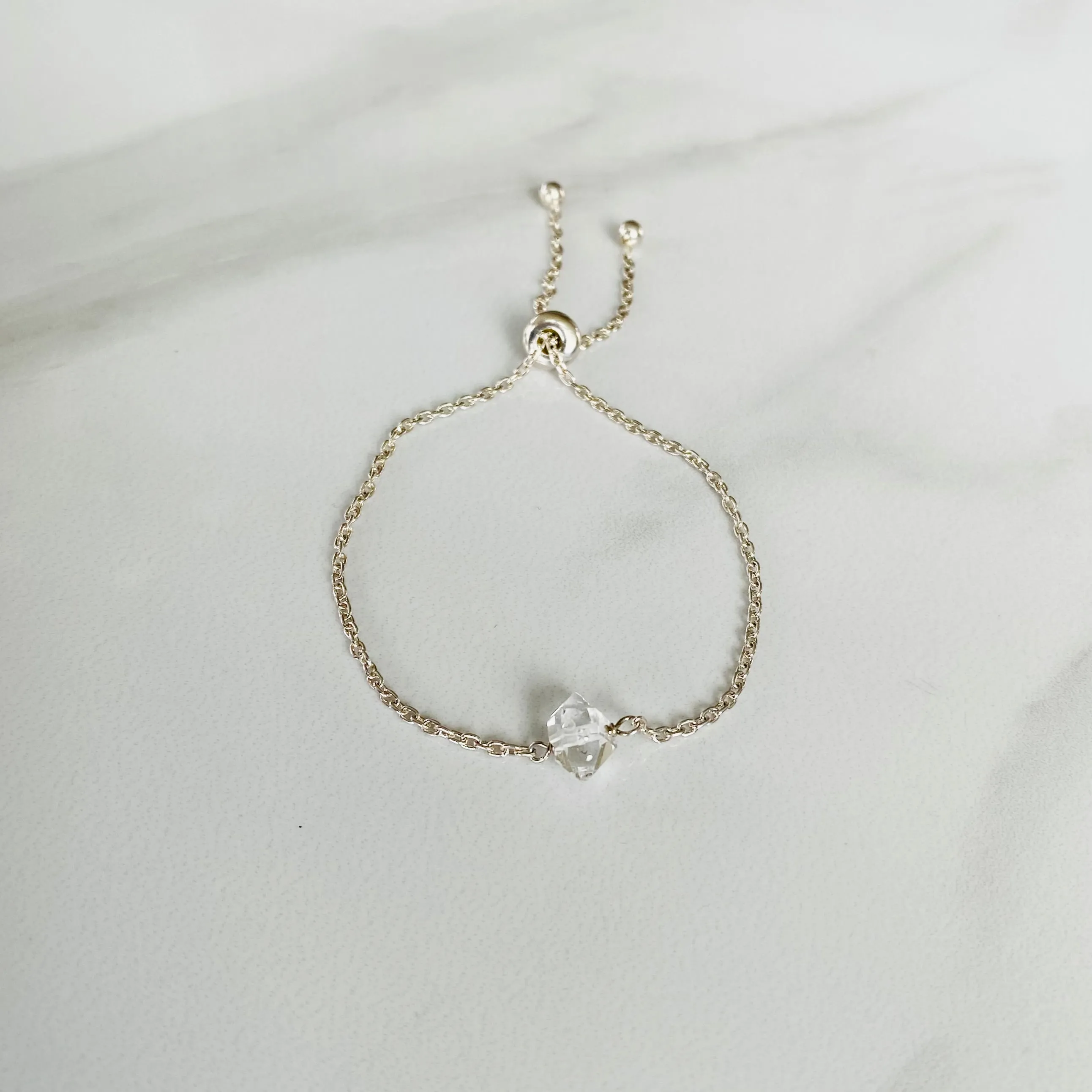 Herkimer Diamond Crystal & Silver Adjustable Bracelet