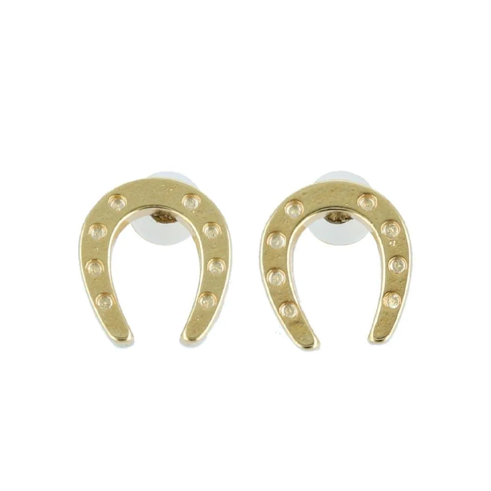 Horseshoe 18K Gold Post Studs