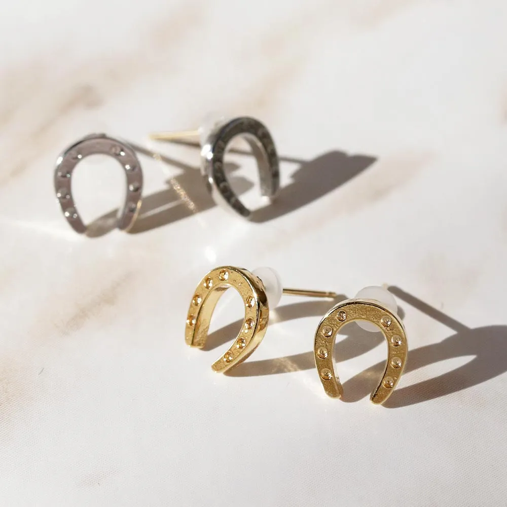 Horseshoe 18K Gold Post Studs