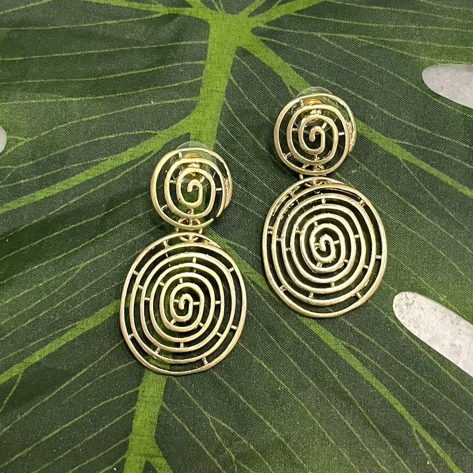 In A Maze Gold Swirl Circular Earrings