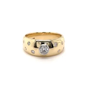 Jewel 9ct Yellow Gold & Platinum Wide Scattered Diamond Dress Ring