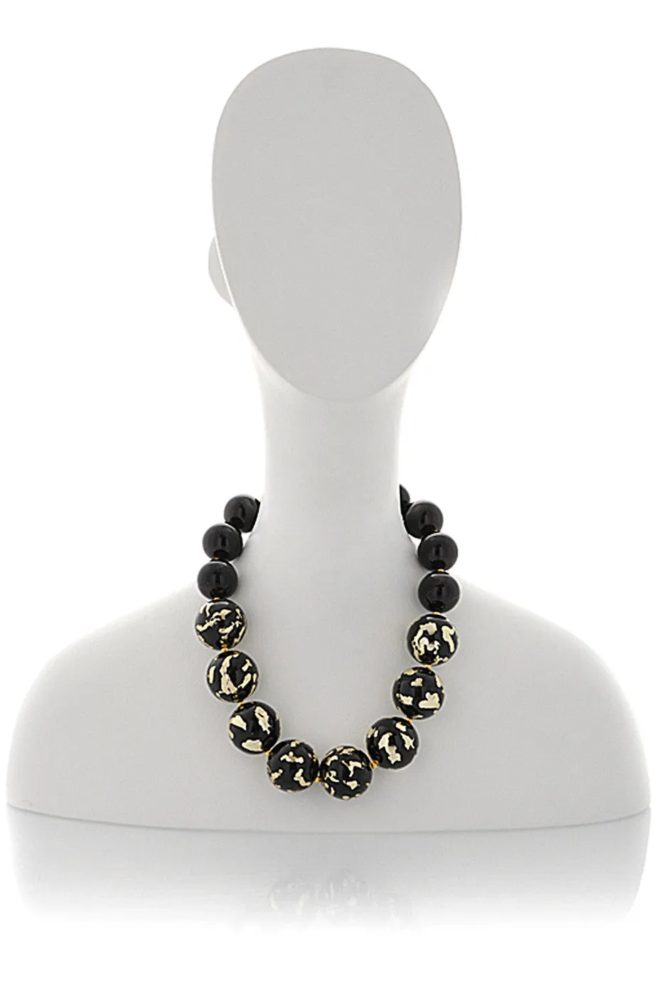 KENNETH JAY LANE JULIA Black Scraped Beads Necklace