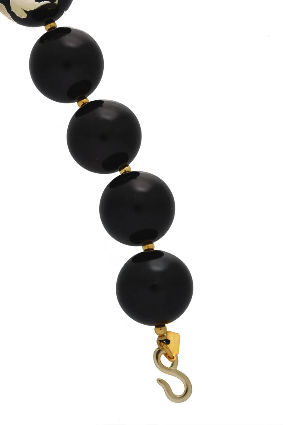 KENNETH JAY LANE JULIA Black Scraped Beads Necklace