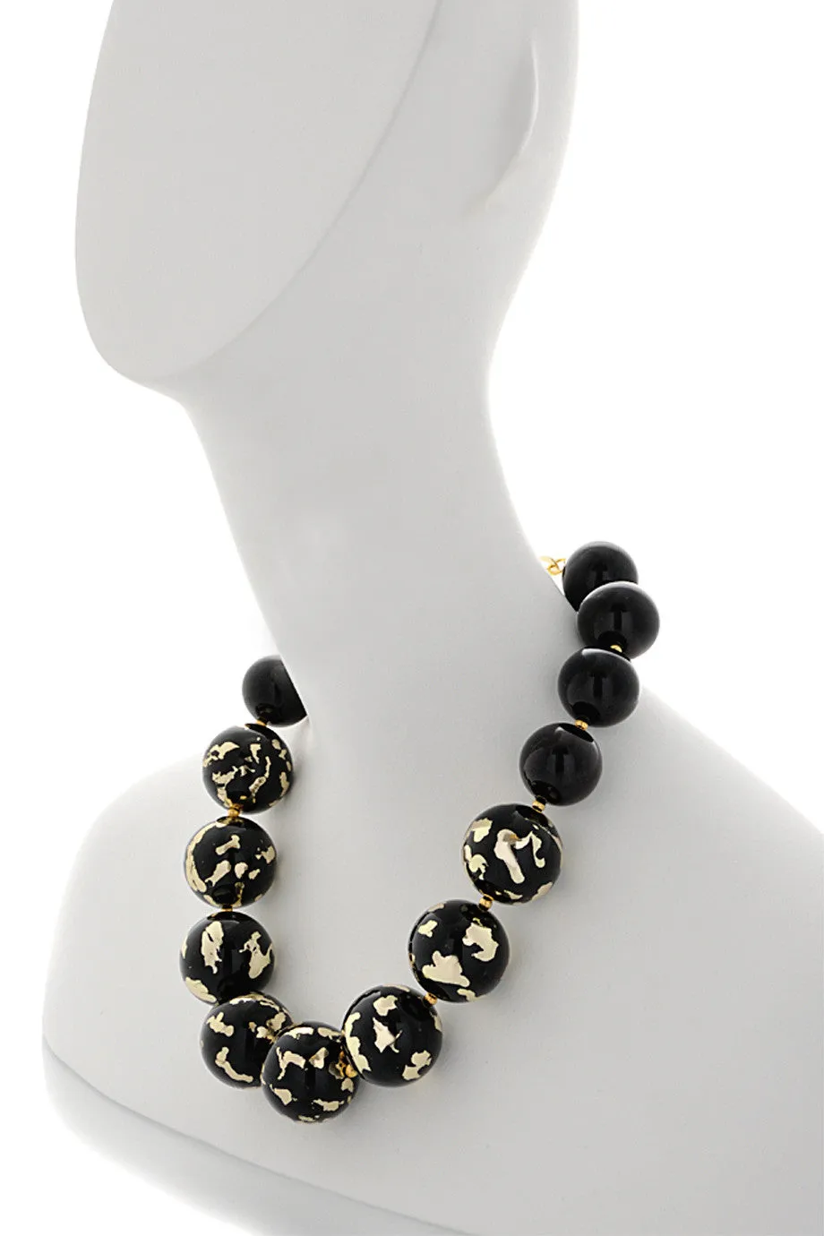 KENNETH JAY LANE JULIA Black Scraped Beads Necklace