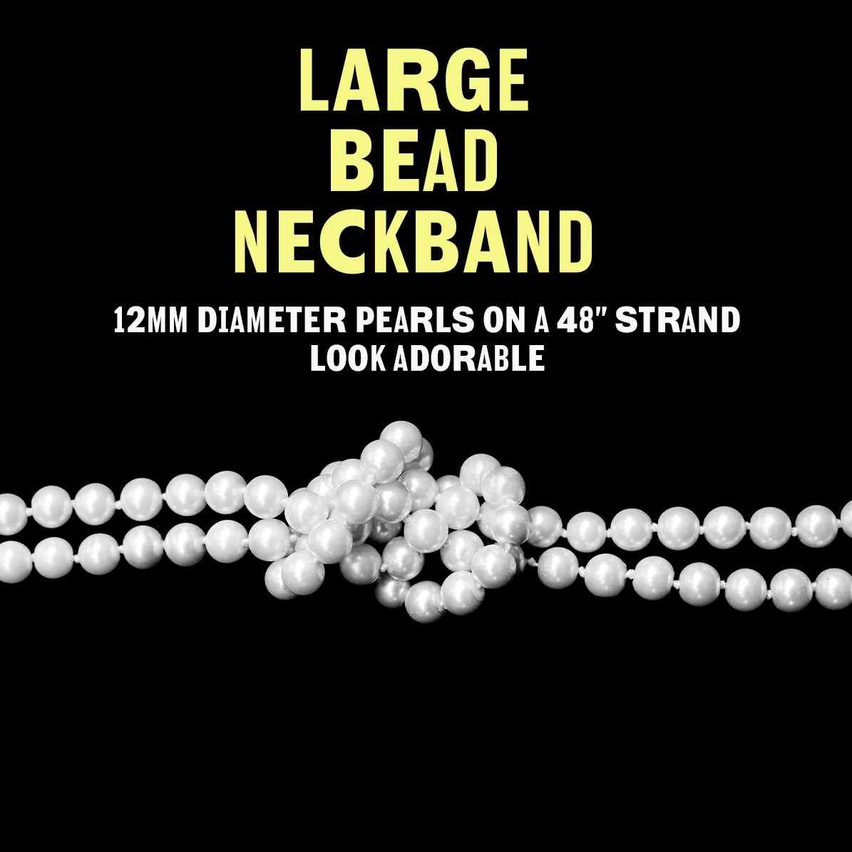 Kicko White Faux Pearl Necklace - 12 Pieces Elegant Flapper Accessory - 48 Inches Long