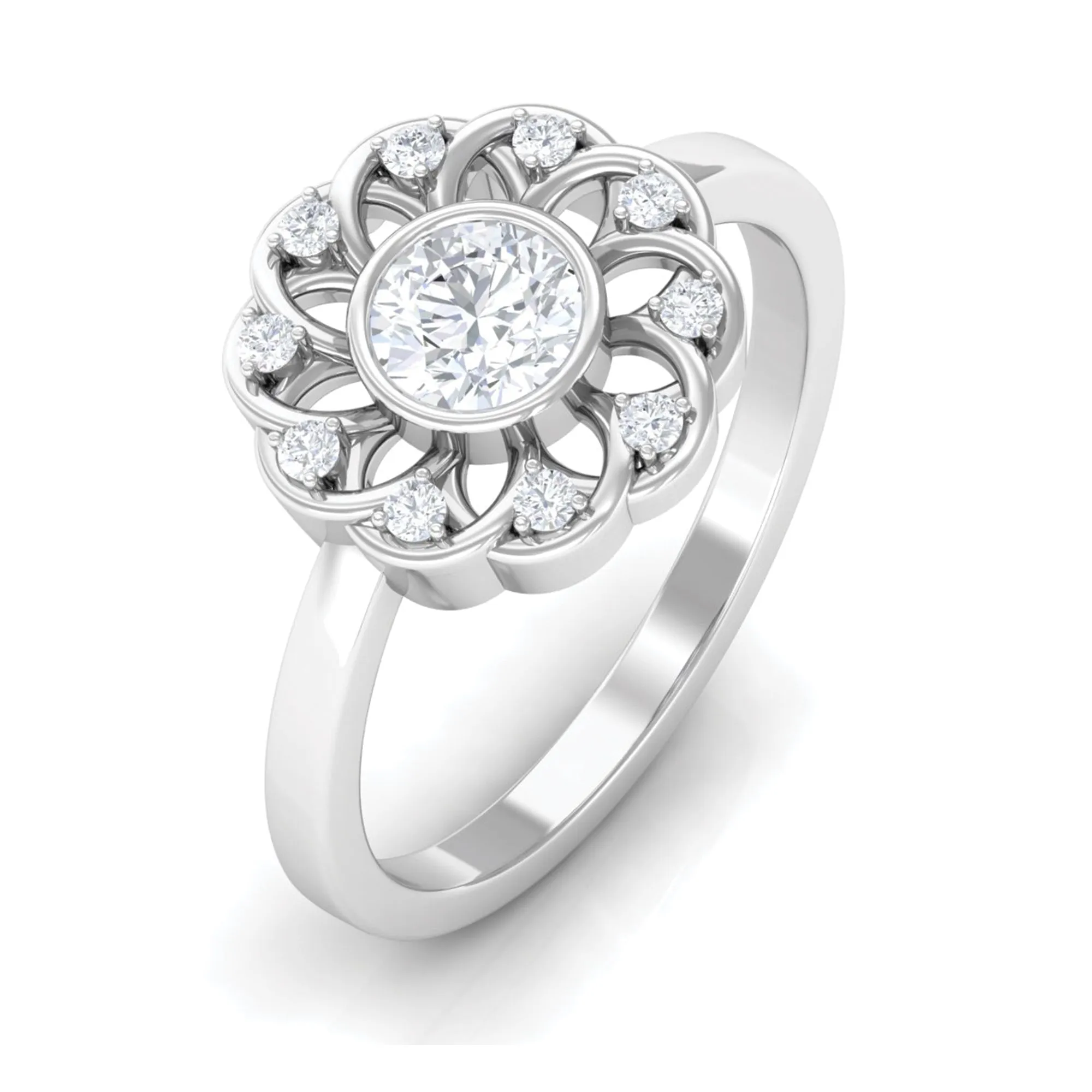 Lab Grown Diamond Nature Inspired Flower Engagement Ring