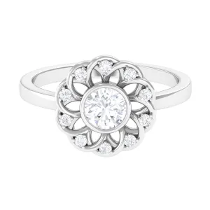 Lab Grown Diamond Nature Inspired Flower Engagement Ring