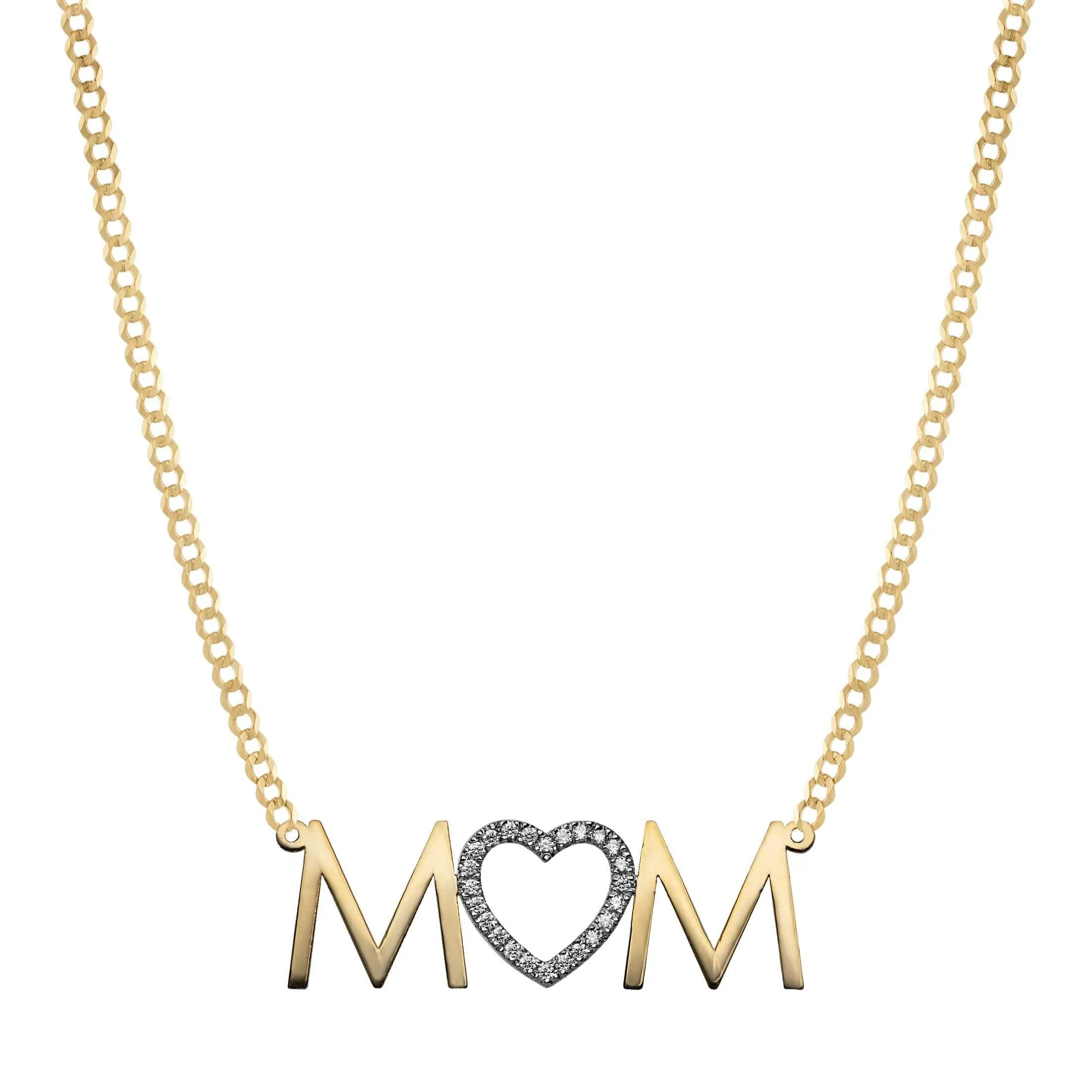 Ladies Initials Heart Diamond Necklace 0.25ct 14K Gold - Style 134