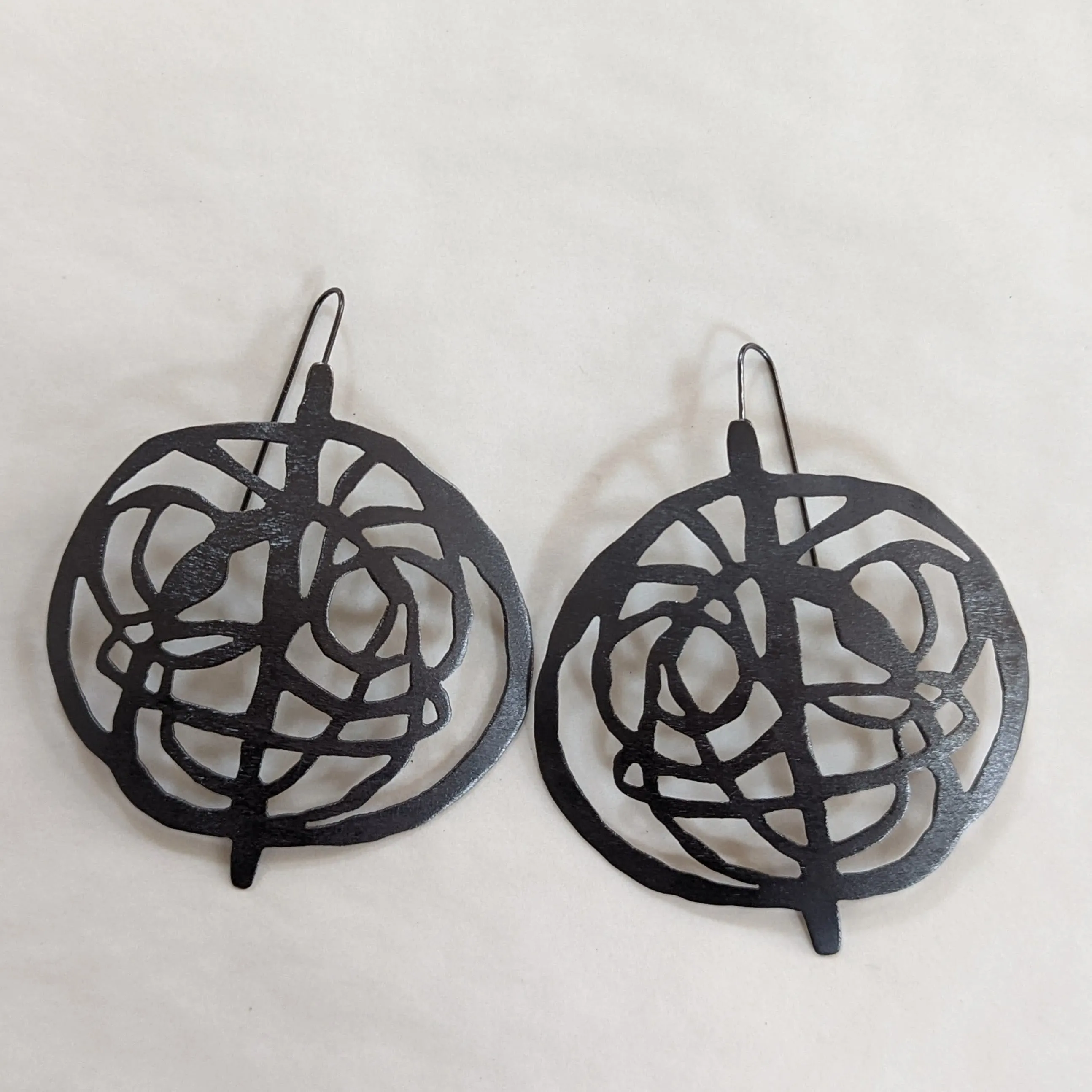 Large Organic Silver Earrings