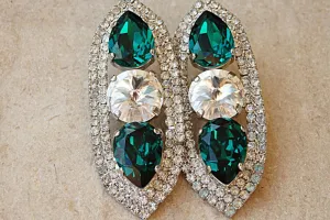 Large Silver Emerald Earrings