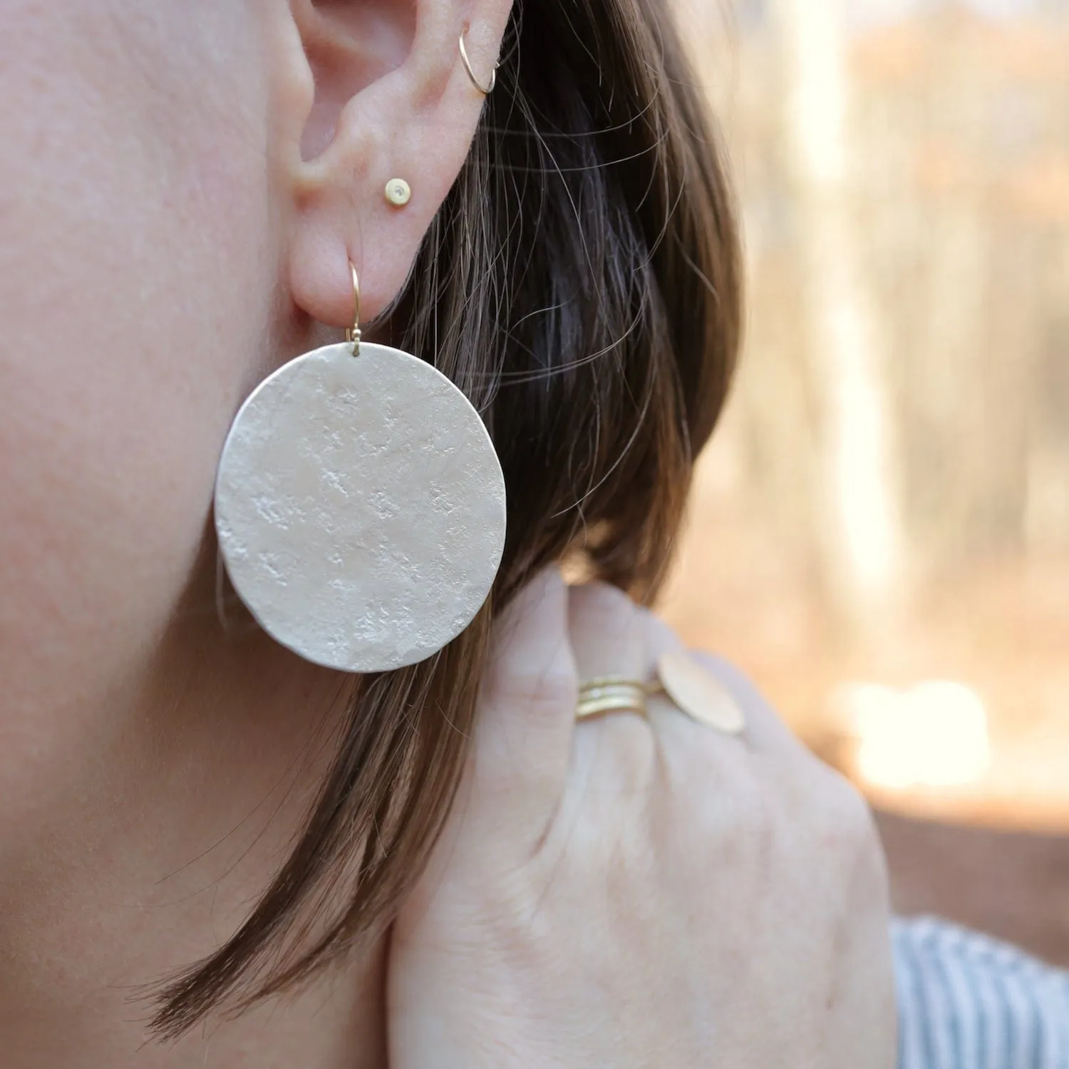 Large Silver Large Paper Moon Earrings