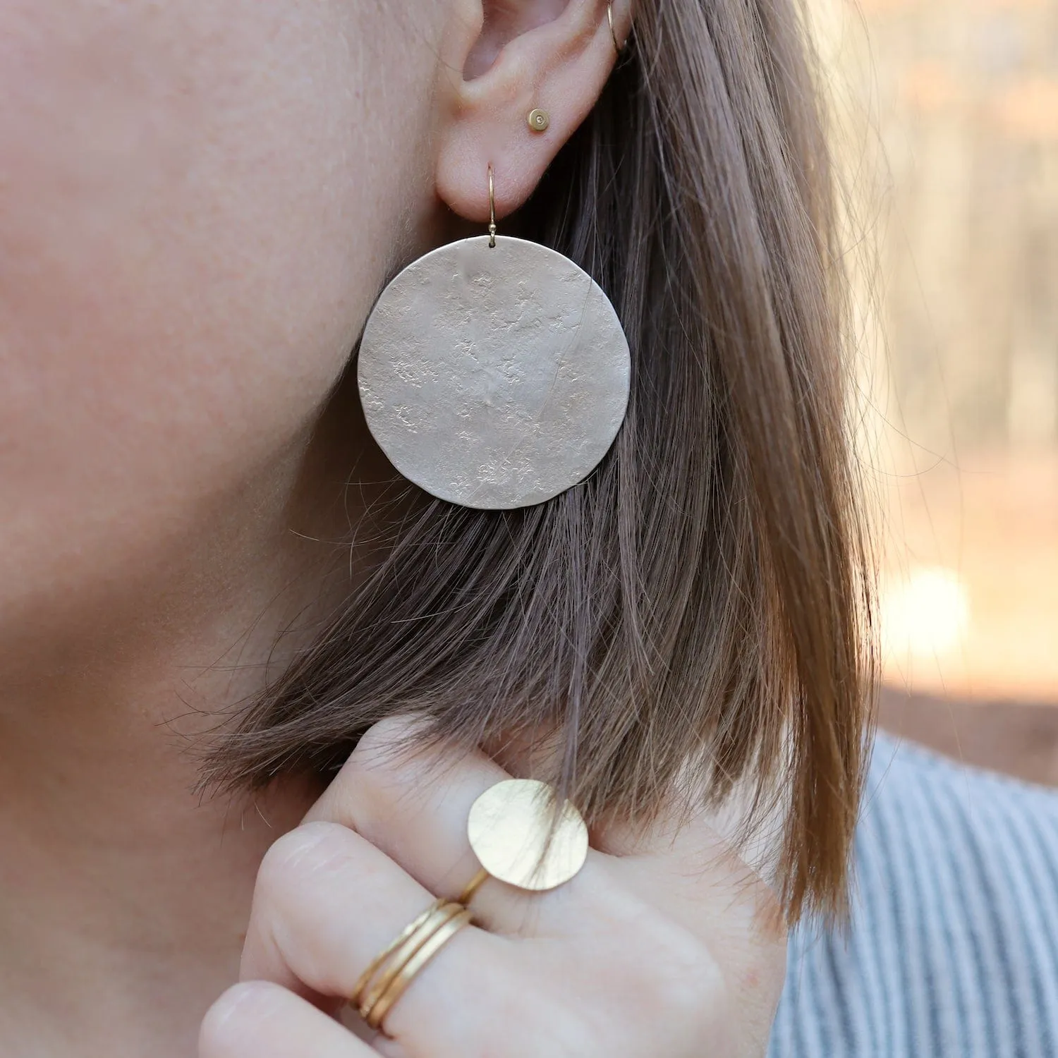 Large Silver Large Paper Moon Earrings