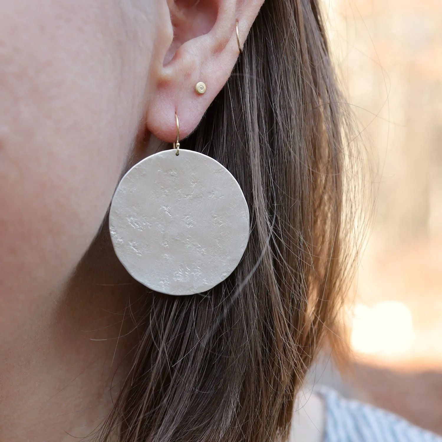 Large Silver Large Paper Moon Earrings