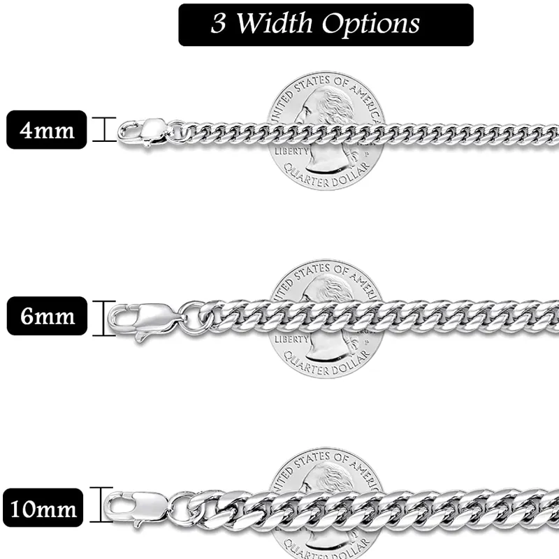 Men's Diamond Cut Necklace Chain 316L Stainless Steel/18K Gold Plated, 4/6/10Mm, 18/20/22/24/26/30 Inch