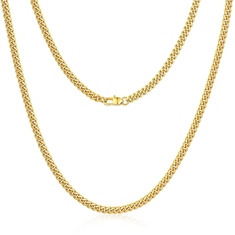 Men's Diamond Cut Necklace Chain 316L Stainless Steel/18K Gold Plated, 4/6/10Mm, 18/20/22/24/26/30 Inch