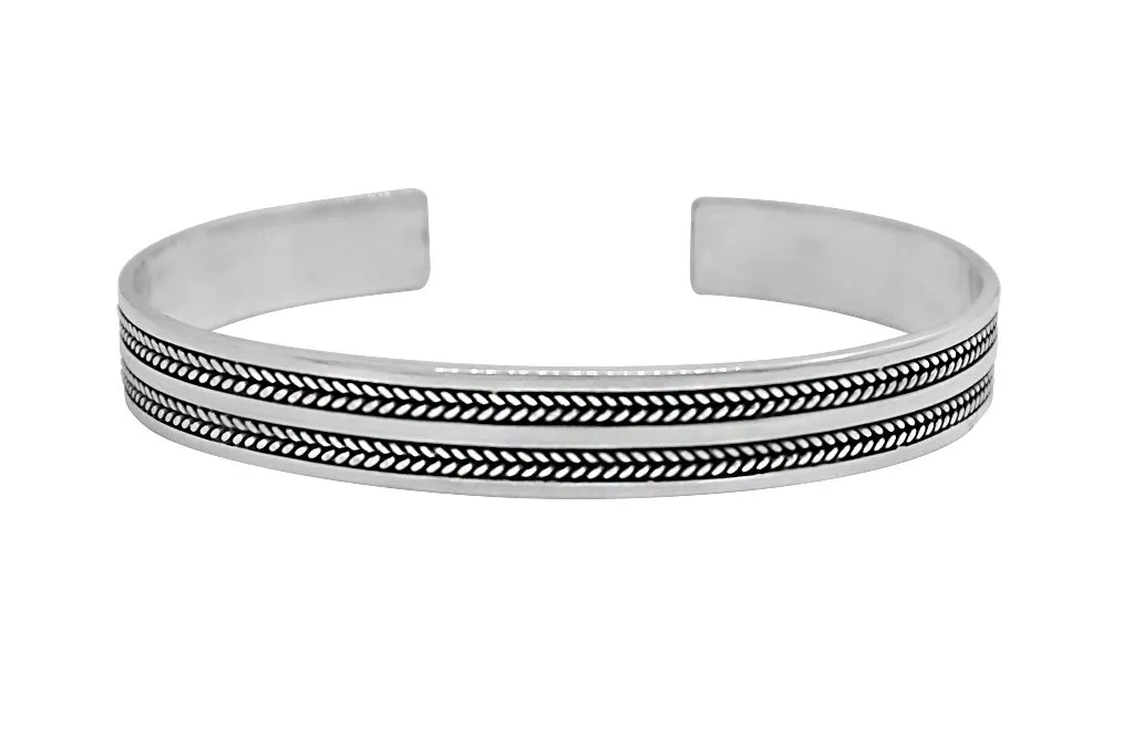 Men's Silver Double Grain Cuff