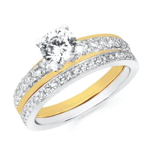 Modern Bridal: 1/4Ctw. Diamond Semi Mount shown with 3/4Ct. Round Center Diamond in 14K Gold