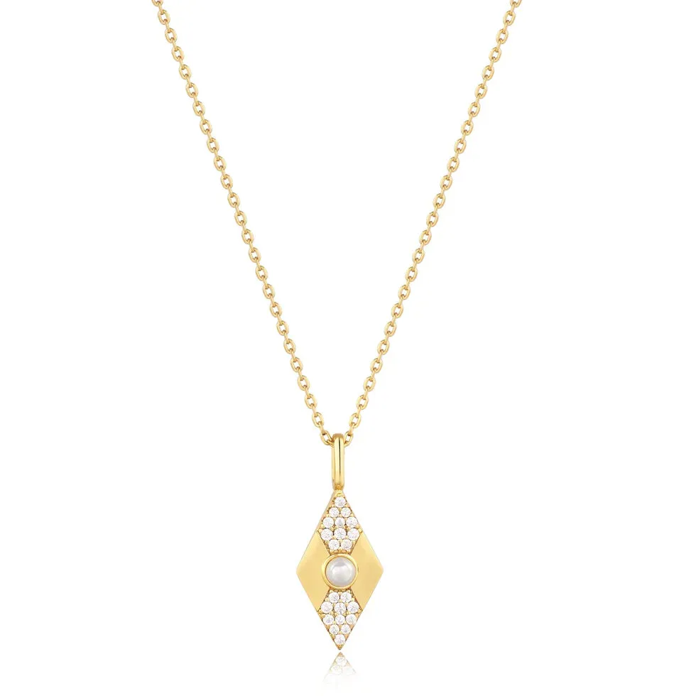 Modern Muse - Pearl/CZ Geometric Necklace  - 2 colours