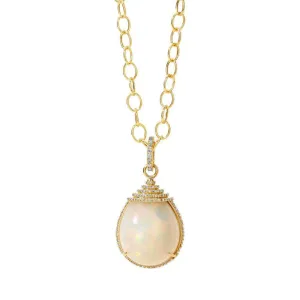 Mogul Ethiopian Opal and Diamond Drop Pendant