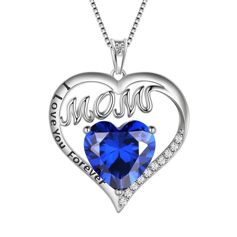 Mom Necklace Heart Birthstone Pendant Jewelry Women Mother's Day Gifts