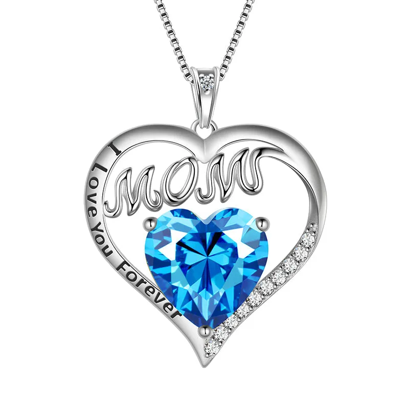 Mom Necklace Heart Birthstone Pendant Jewelry Women Mother's Day Gifts