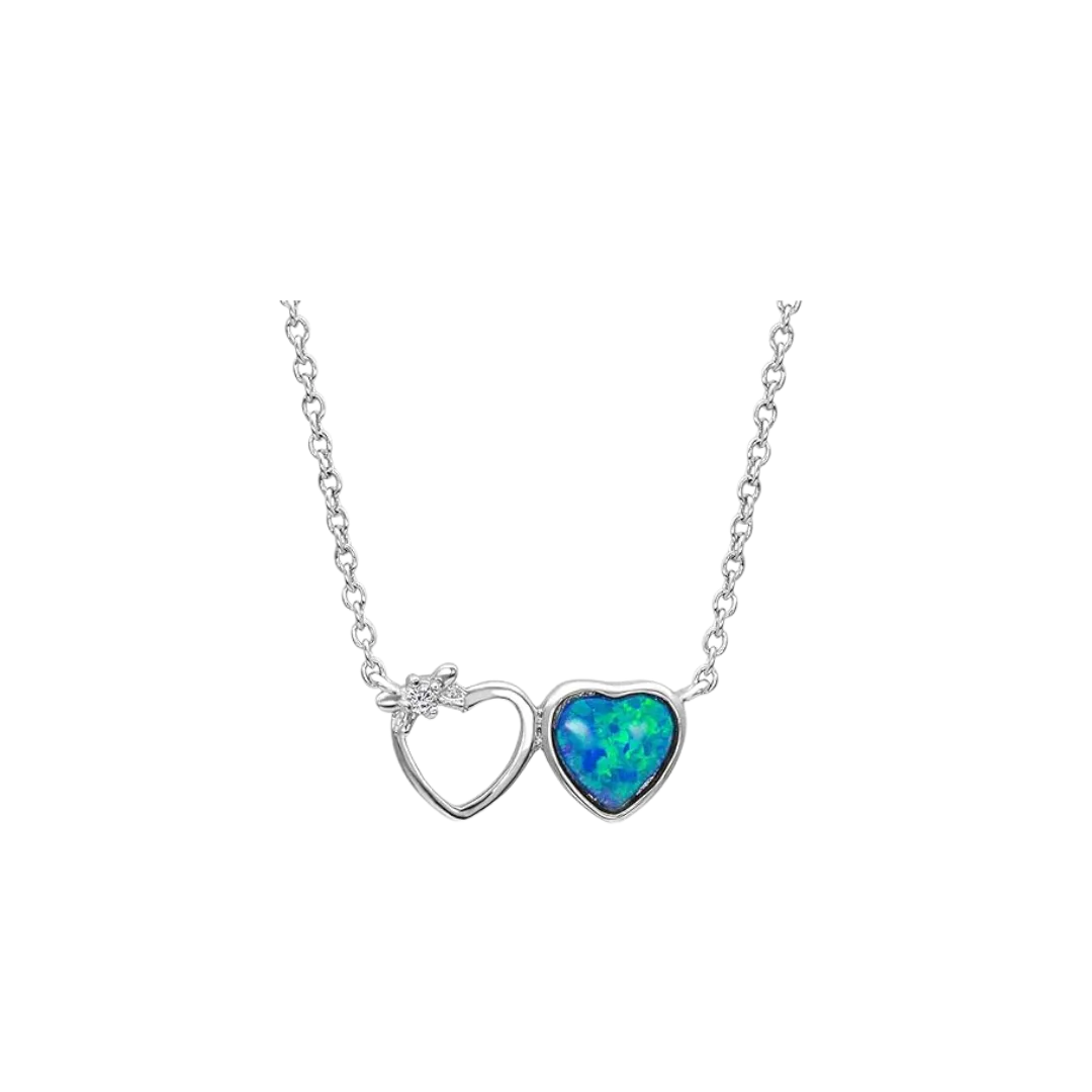 Montana Women's Silversmiths Mirrored Heart Opal Silver One Size Necklace