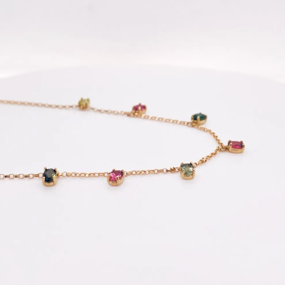 Multicolored Tourmaline Drop Necklace