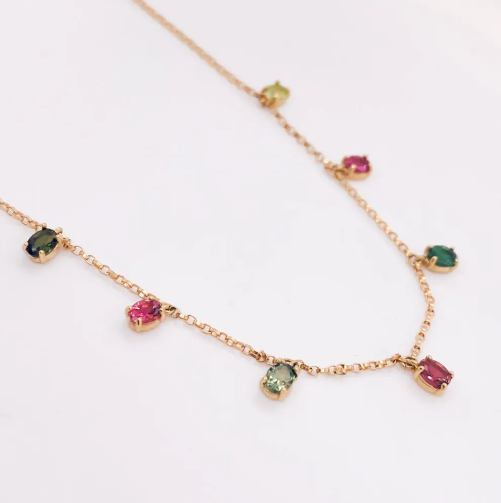 Multicolored Tourmaline Drop Necklace