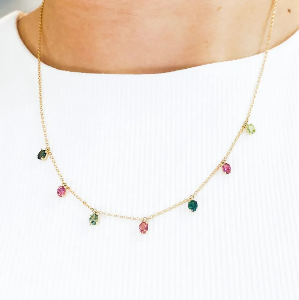 Multicolored Tourmaline Drop Necklace